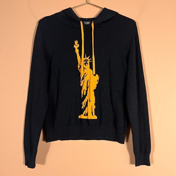 7th AVENUE Design Studio NYC Statue Of Liberty Pullover Hoodie Top Women's M - Picture 1 of 8